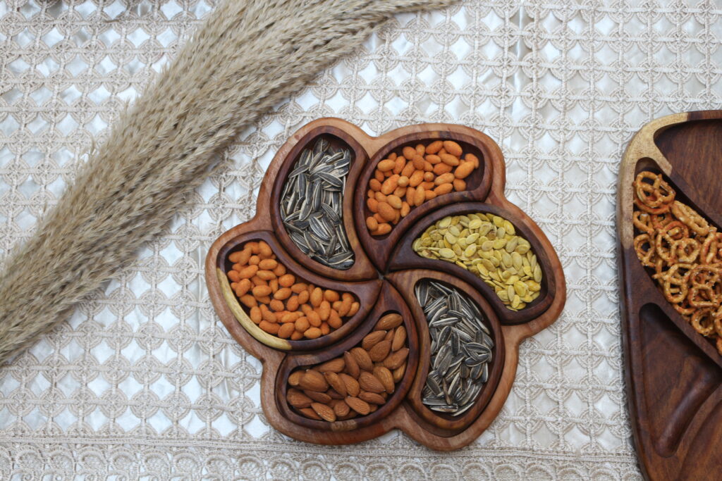 Wooden Fan Snack Tray Static Woodern