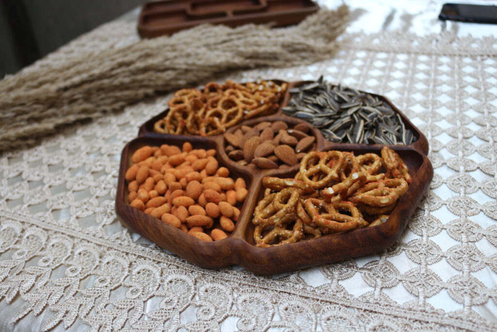 Wooden Flower Snack Tray Static Woodern